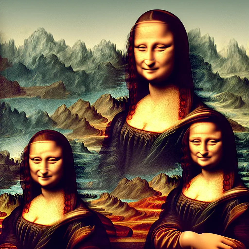 Image similar to i, mona lisa playing her iphone