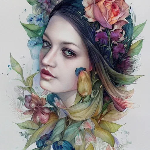 Image similar to watercolor flower by anna dittmann, by marco mazzoni