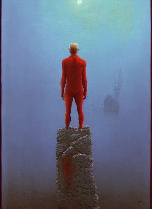 Image similar to Painting in a style of Beksinski featuring Vladimir Putin