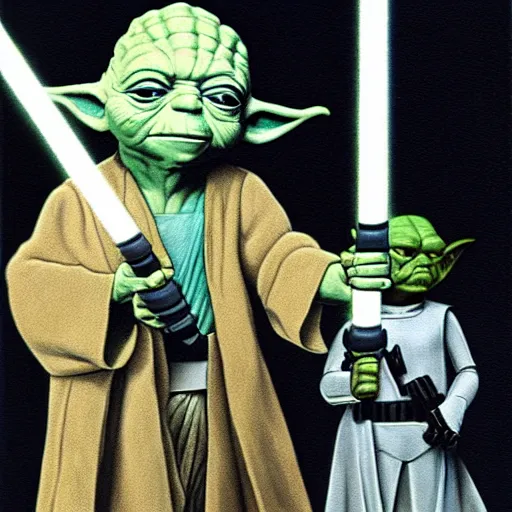 Image similar to yoda with stormtroopers ralph mcquarrie