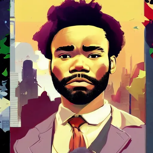 Image similar to donald glover, art gta 5 cover, official fanart behance hd artstation by jesper ejsing, by rhads, makoto shinkai and lois van baarle, ilya kuvshinov, ossdraws, style of borderlands and by feng zhu and loish and laurie greasley, victo ngai, andreas rocha, john harris