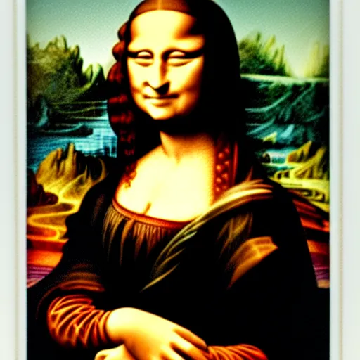 Prompt: Mona Lisa doing shopping, 1988 polaroid, detailed, 4k