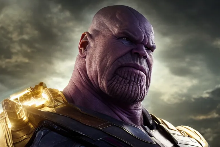 Image similar to promotional still of brian cox as thanos, 4 k, highly detailed,