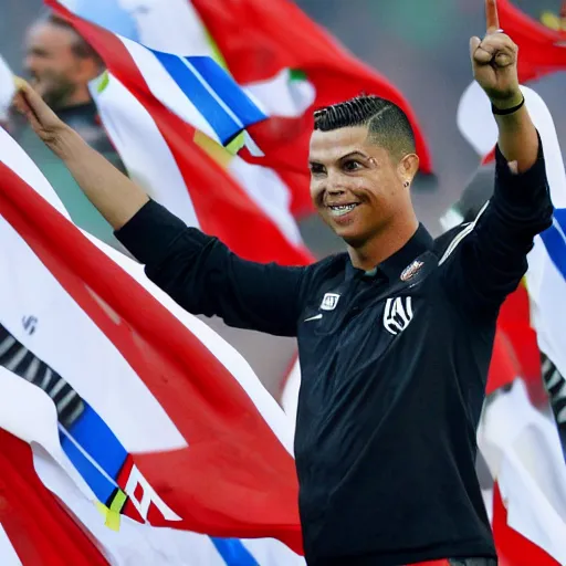 Prompt: ronaldo waving a nazi flag