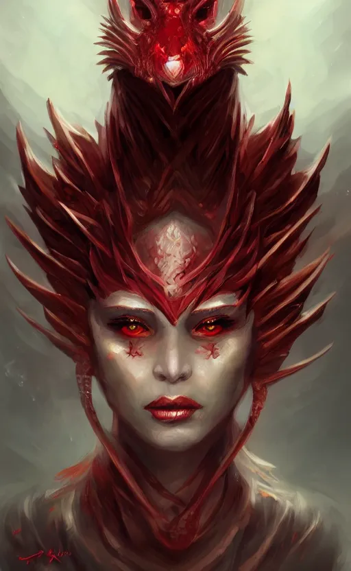 Image similar to face portrait of dragon kin woman, with pretty red ruby eyes, dynamic lighting, fantasy concept art, trending on art station, stunning visuals, creative, cinematic, ultra detailed