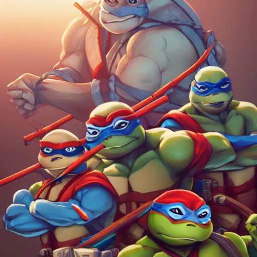 Image similar to hero world teenage mutant ninja turtles, behance hd by jesper ejsing, by rhads, makoto shinkai and lois van baarle, ilya kuvshinov, rossdraws global illumination
