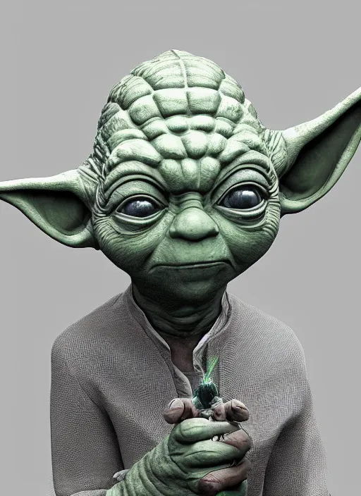 Image similar to yoda with human proportions, 8 k, hyperrealism, intricate, lens flare, bloom