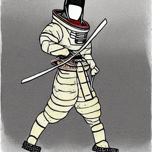 Prompt: An illustration of an astronaut samurai. Late Shogunate period.