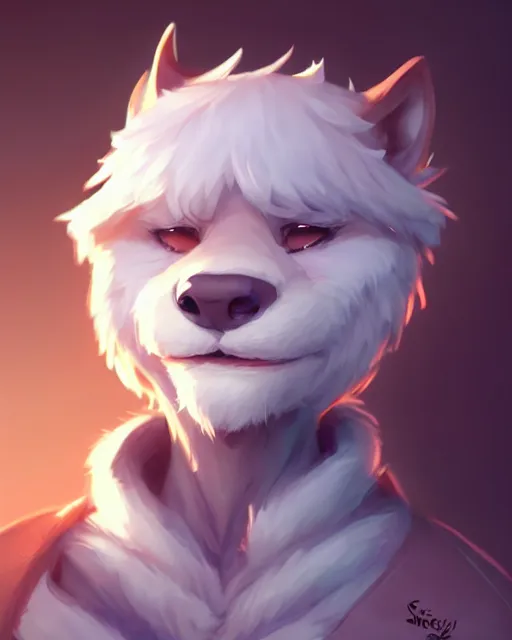 Image similar to character concept art of a cute male anthropomorphic furry | | adorable, key visual, realistic shaded perfect face, fine details by stanley artgerm lau, wlop, rossdraws, james jean, andrei riabovitchev, marc simonetti, and sakimichan, trending on weasyl