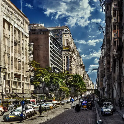 Prompt: Streets of Buenos Aires, futuristic, technologic, super detailed, hd