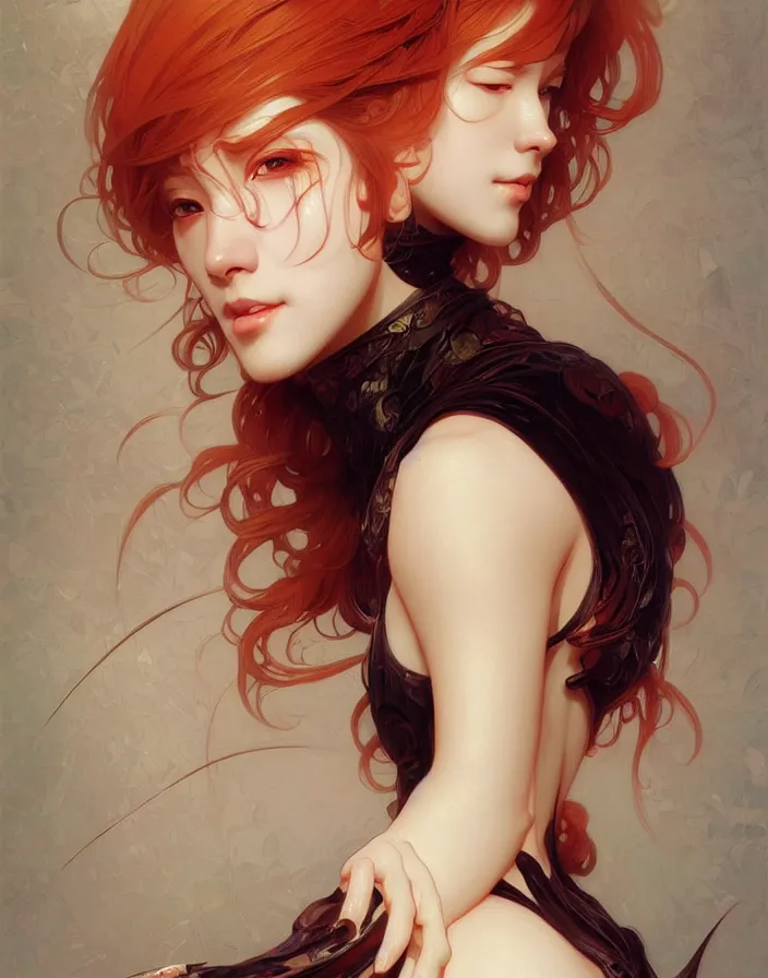 Image similar to portrait of ichigo, intricate, elegant, highly detailed, digital painting, artstation, concept art, smooth, sharp focus, illustration, art by artgerm, greg rutkowski, alphonse mucha, uang guangjian, gil elvgren, sachin teng, symmetry!!