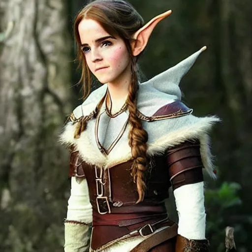 Prompt: a fantasy elf that looks like emma watson