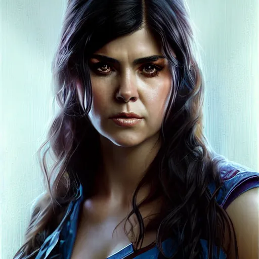 Image similar to digital art, portrait of octavia blake in the 100 tv show, by artgerm, by krenz cushart, by peter kemp, by ross tran