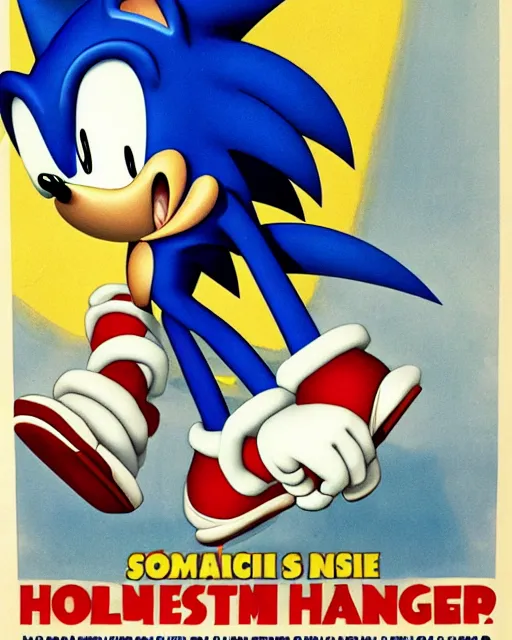 Image similar to sonic the hedgehog propaganda poster, ww 2