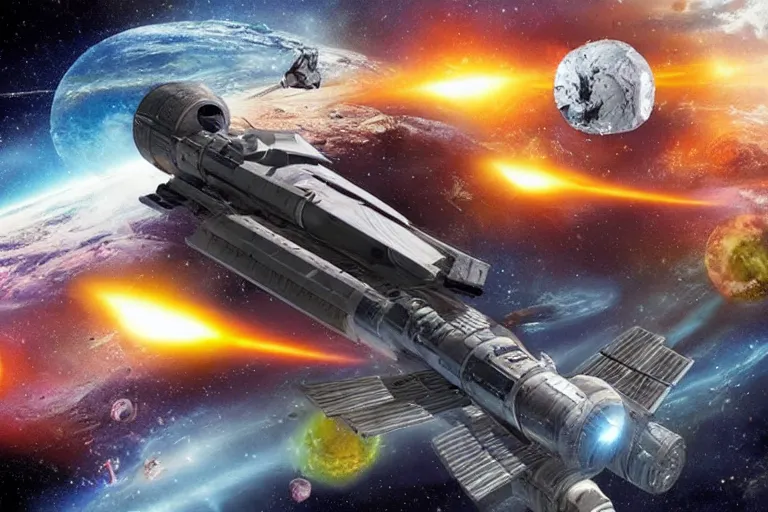 Image similar to space war in earth orbit