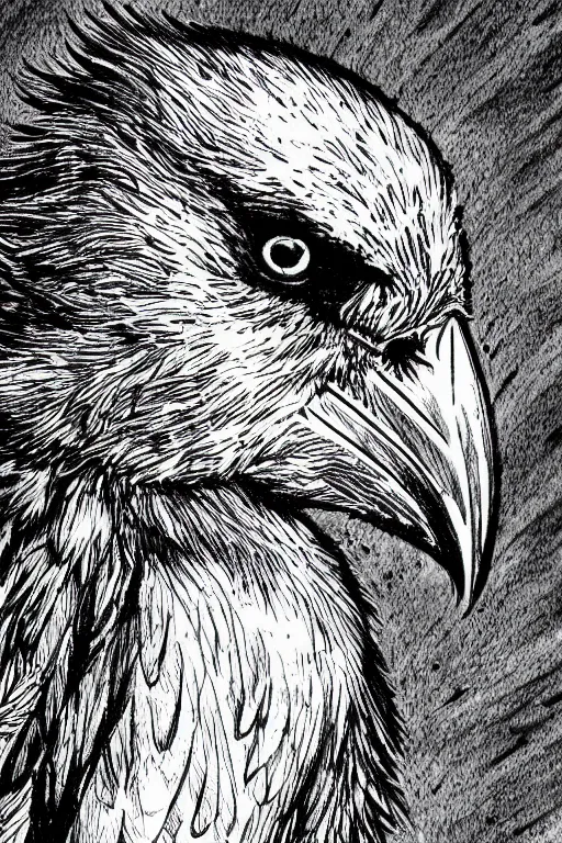 Image similar to crow, highly detailed, digital art, sharp focus, trending on art station, kentaro miura manga art style