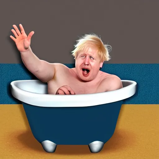 Image similar to boris johnson stuck in a bath tub full of beans