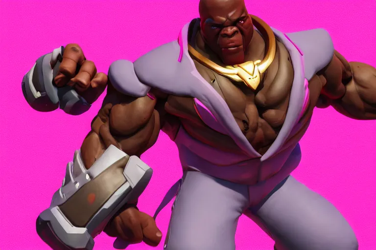 Image similar to doomfist, pink blazer, overwatch game, digital art, high detailed, unreal engine, artstation, 3 d render