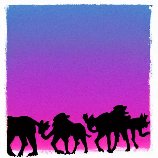 Image similar to silhouette art of a scenery, gradient black to purple