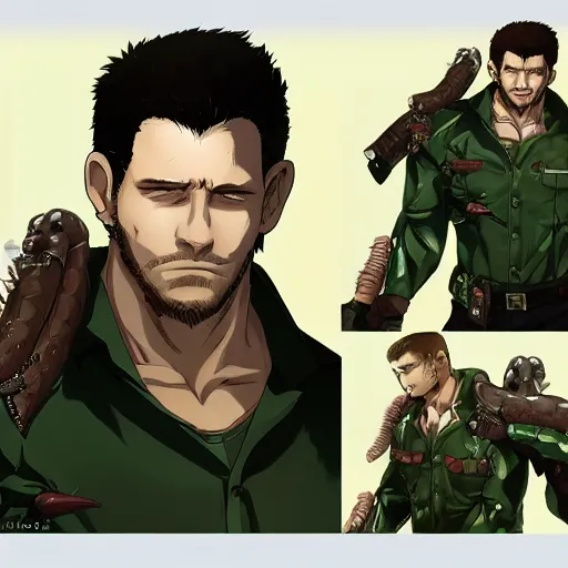 Prompt: portrait of chris redfield as a biologist, anime fantasy illustration by tomoyuki yamasaki, kyoto studio, madhouse, ufotable, trending on artstation