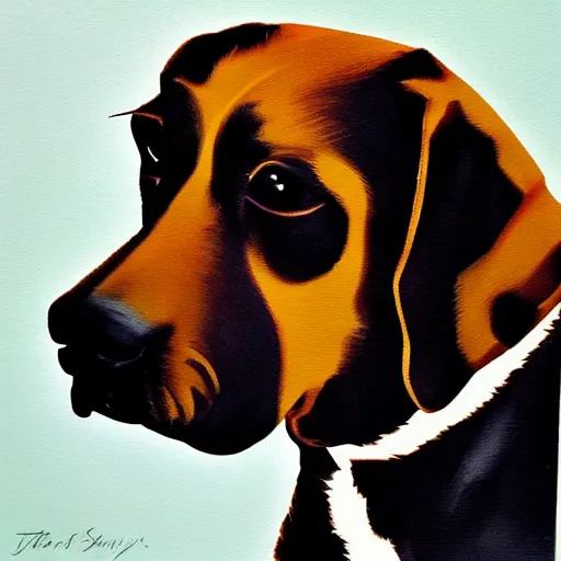 Image similar to Portrait of dog, fine art, made by John emms