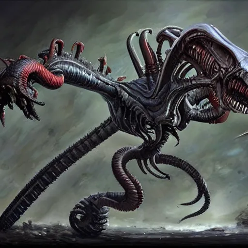 Image similar to Xenomorph-tyranid, warhammer 40k, concept art