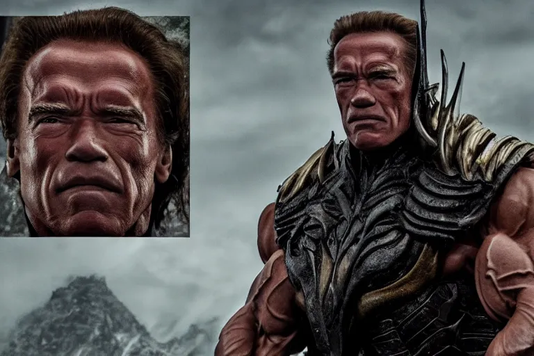 Image similar to arnold schwarzenegger as an elden ring boss