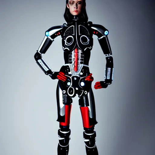 Image similar to cyborg fashion model