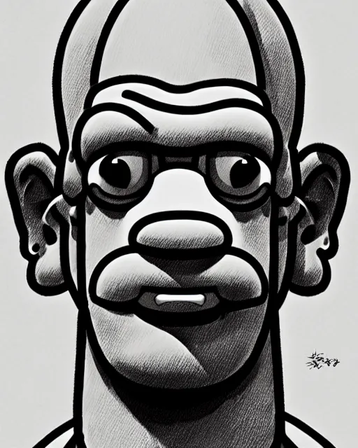 Image similar to portrait of homer simpson, concept art, sumi - e style, artstation, trending, highly detailed, smooth, focus, art by yoji shinkawa