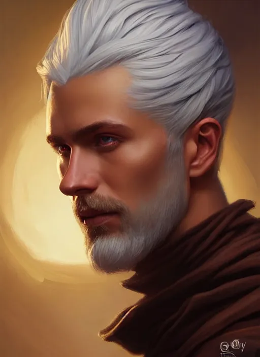 Image similar to a _ fantasy _ style _ portrait _ painting _ of wizard male, medium dark blonde pulled back side part and blonde stubble, rpg dnd oil _ painting _ unreal _ 5 _ daz. _ rpg _ portrait _ extremely _ detailed _ artgerm _ greg _ rutkowski _ greg