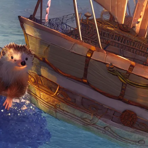 Image similar to hedgehog on a ship in seqa of thieves