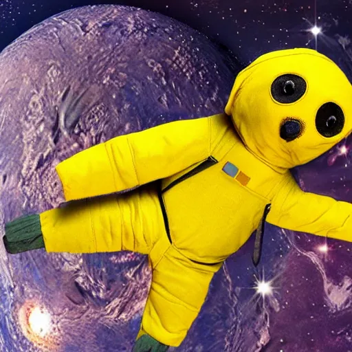 Prompt: a womble in space in a spacesuit