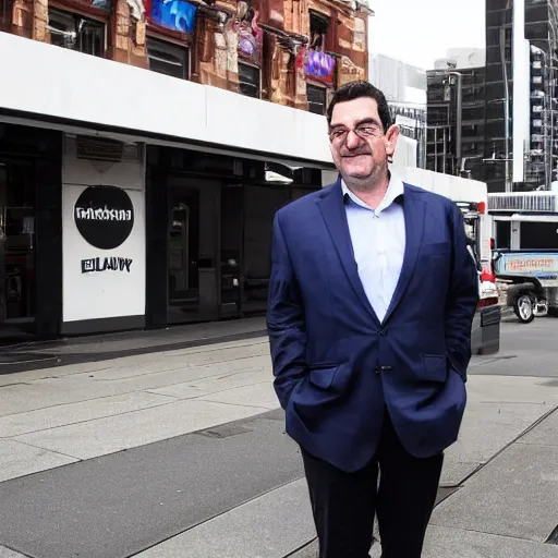 Prompt: evil dan andrews melbourne premier locking down the city