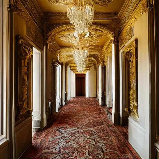 Prompt: corridor in mansion, opulent, highly detailed