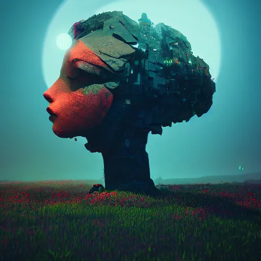 Prompt: beautiful dark landscape, gizmo head, beautiful flowers growing, in the style of beeple and mike winkelmann, intricate, epic lighting, cinematic composition, hyper realistic, 8 k resolution, unreal engine 5, raytracing, reflections, ultraviolet colors