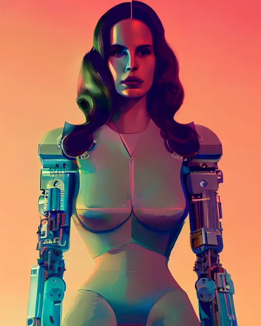 Image similar to portrait of lana del rey as a cyborg. intricate abstract. intricate artwork. by tooth wu, wlop, beeple, dan mumford. octane render, trending on artstation, greg rutkowski very coherent symmetrical artwork. cinematic, hyper realism, high detail, octane render, 8 k, iridescent accents