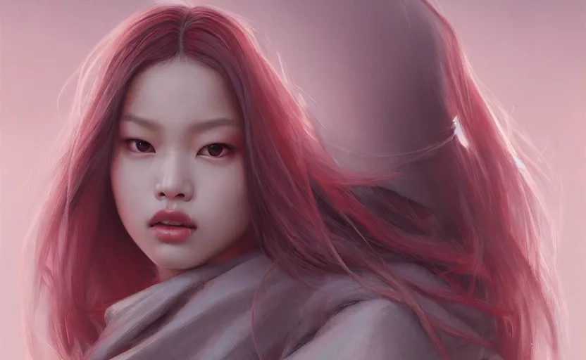 Prompt: blackpink jennie, soft grey and red natural light, intricate, digital painting, artstation, concept art, smooth, sharp focus, illustration, art by greg rutkowski and luis rollo and uang guangjian and gil elvgren, symmetry!