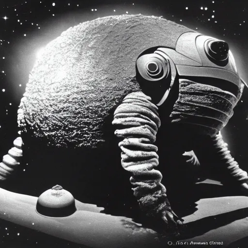 Image similar to the alien transcendent cosmic tardigrade that awaits you at the end of all of space and time, by ansel adams