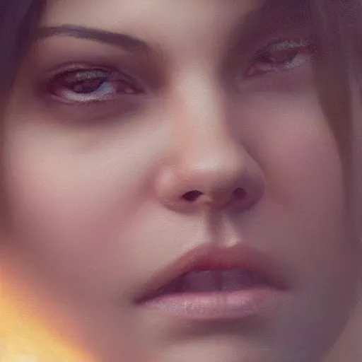 Image similar to winking mila kunis closeup portrait, dramatic light, lake background, 2 0 0 mm focal length, painted by stanley lau, painted by greg rutkowski, painted by stanley artgerm, digital art, trending on artstation