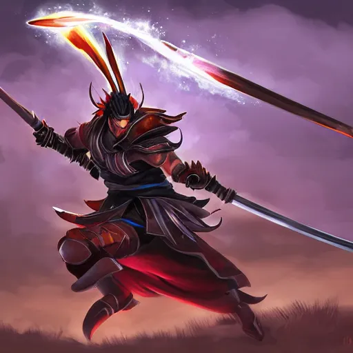 Image similar to yasuo nightbringer skin digital painting