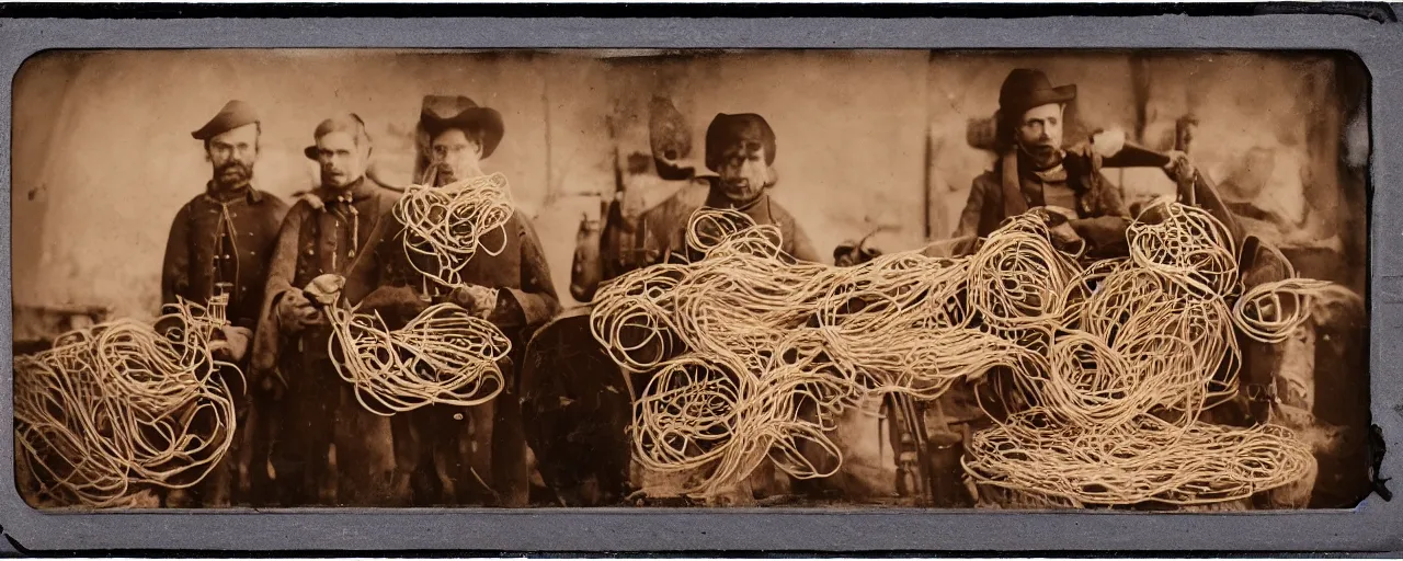 Prompt: canon made out of spaghetti in the american civil war, tintype, small details, intricate, 5 0 mm, cinematic lighting, photography, wes anderson, film, kodachrome