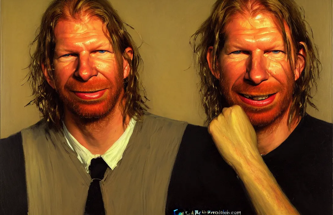 Prompt: portrait of aphex twin!!!!!!!!!!!!!!!!!!!!!!!!!!!, detailed face, detailed painting, detailed no. 1 0 downing street, epic lighting, by ilya repin, phil hale and kent williams