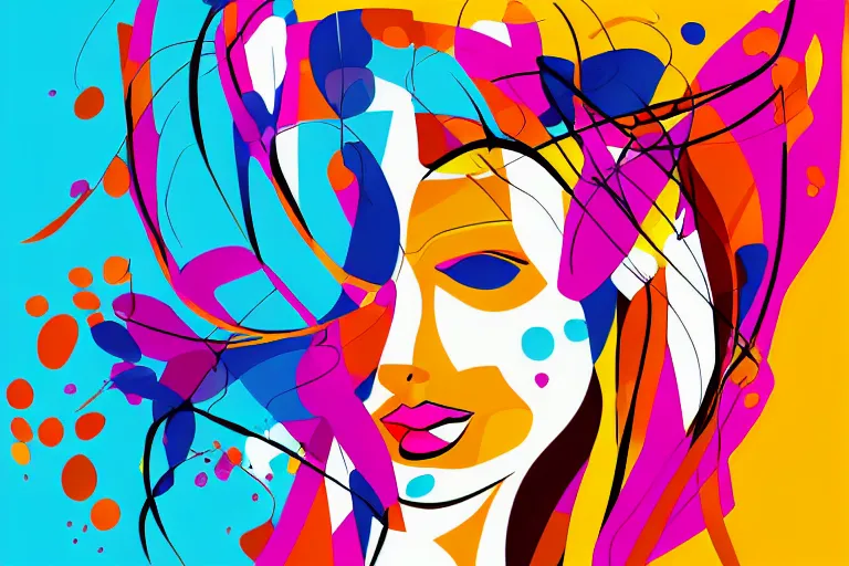 Image similar to vector style the abstract painting of an image of a lady artistic flat illustration art in the style of Bryen Frost