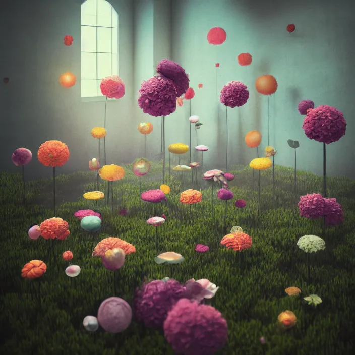 Prompt: abstract flowers and portrait _ in _ a _ surreal _ environment very surreal _ by _ amy _ sol _ naotto hattori _ low brow _ highly _ detailed _ 3 _ d _ render _ vray _ octane _ realistic _ lighting _ photo