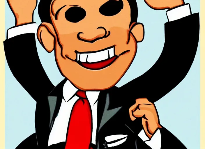 Prompt: cute obama in the style of a 1 9 2 0 s rubber hose walt disney cartoon