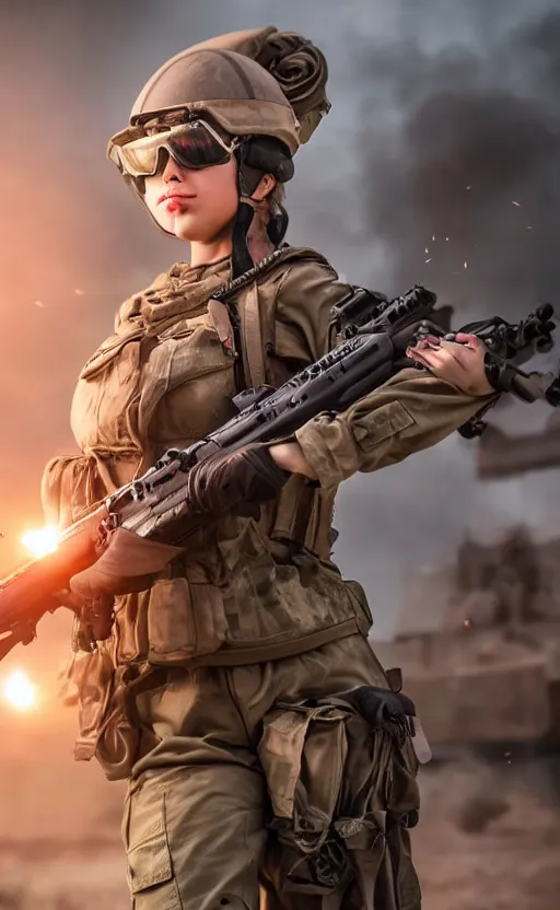 futuristic female special forces operator, tactical