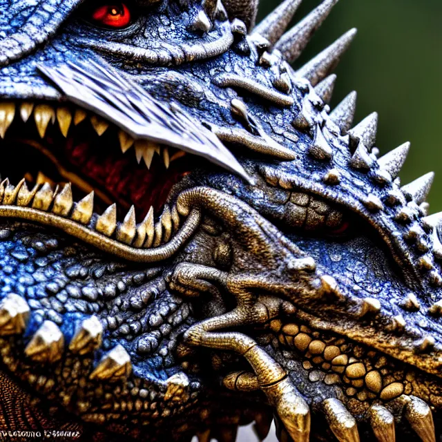 Prompt: armoured dragon, highly detailed, 8 k, hdr, smooth, sharp focus, high resolution, award - winning photo