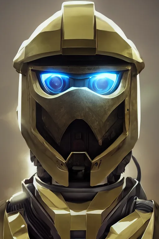 Image similar to robot ninja mask helmet halo master chief radiating a glowing aura global illumination ray tracing hdr fanart arstation by ian pesty and katarzyna da „ bek - chmiel