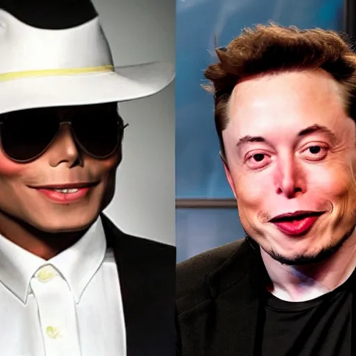 Prompt: Michael Jackson and Elon Musk shaking hands