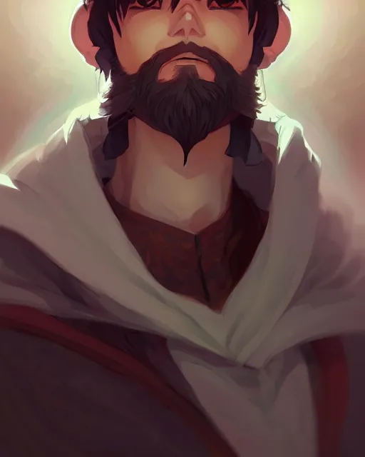 Image similar to portrait of a male cleric d & d, beard, fantasy, portrait shinkai makoto studio ghibli studio key hideaki anno sakimichan stanley artgerm lau rossdraws james jean marc simonetti elegant highly detailed digital painting artstation pixiv